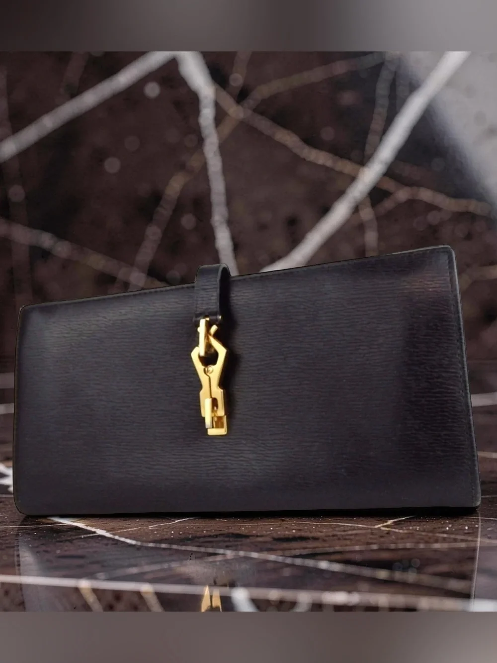 GUCCI Jackie Grained Leather Continental Wallet 🤩🖤 - Picture 2 of 13